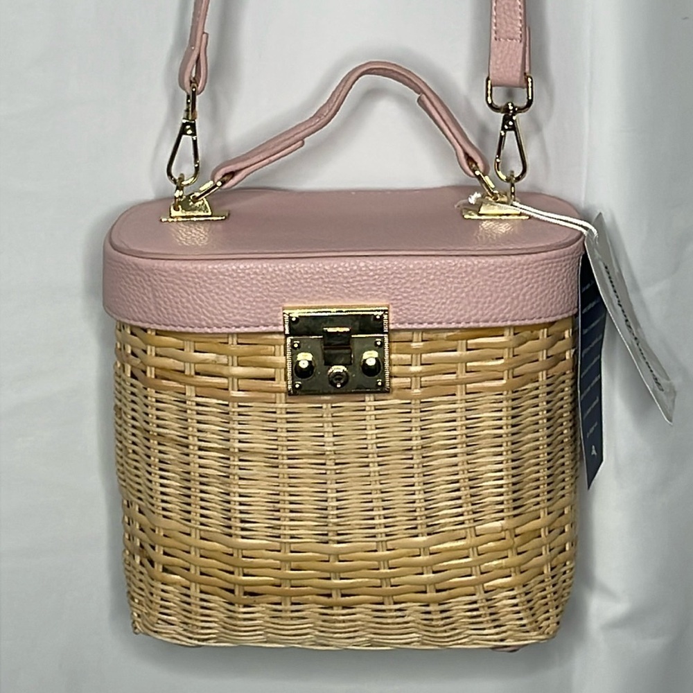 Tommy Bahama Wicker Basket Pink Faux Leather Crossbody